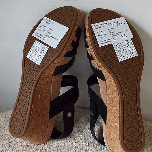 UGG Black Leather Wedges w/Removable Straps - Picture 7 of 8